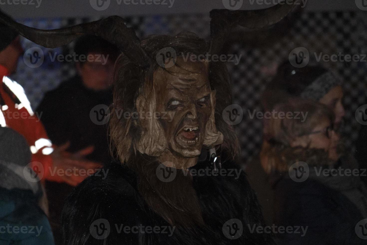 NEUSCHOENAU, GERMANY - JANUARY 5 2019 - Lousnacht night celebration with forest spirit Waldgeister in Bavaria village photo