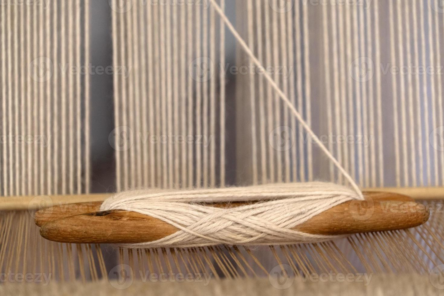 Ancient textile machine close up photo