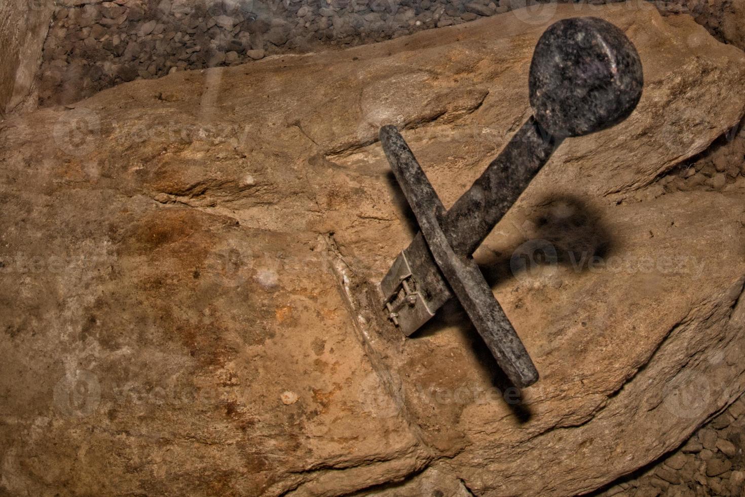 real sword in the rock in san galgano tuscany photo