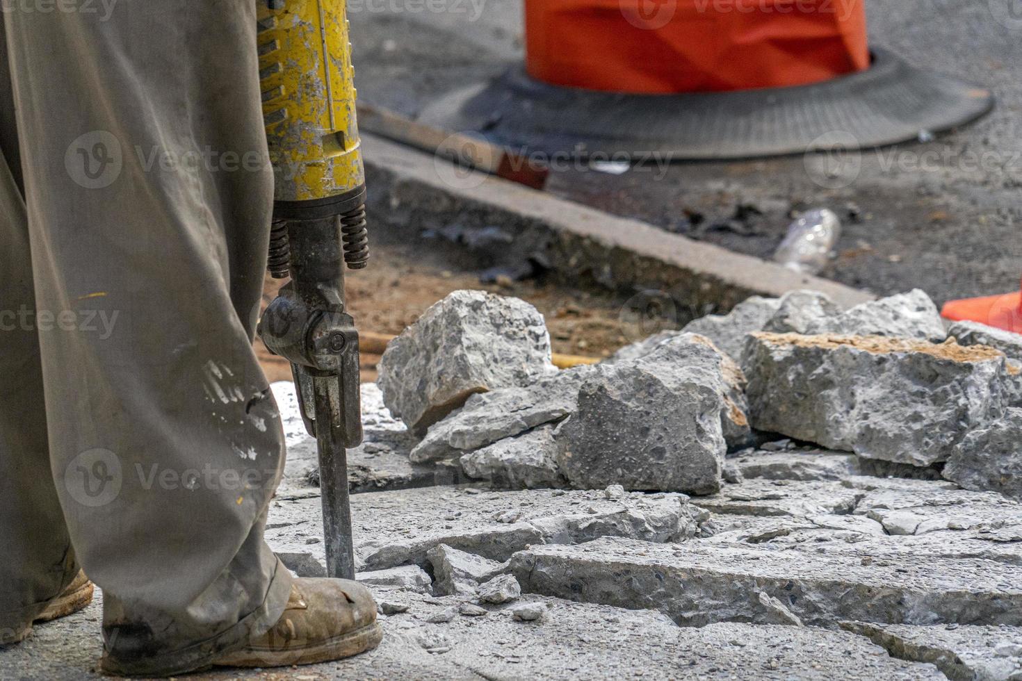 jackhammer road working detail in new york photo