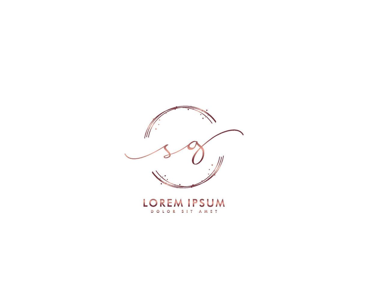 Initial letter SG Feminine logo beauty monogram and elegant logo design, handwriting logo of initial signature, wedding, fashion, floral and botanical with creative template vector