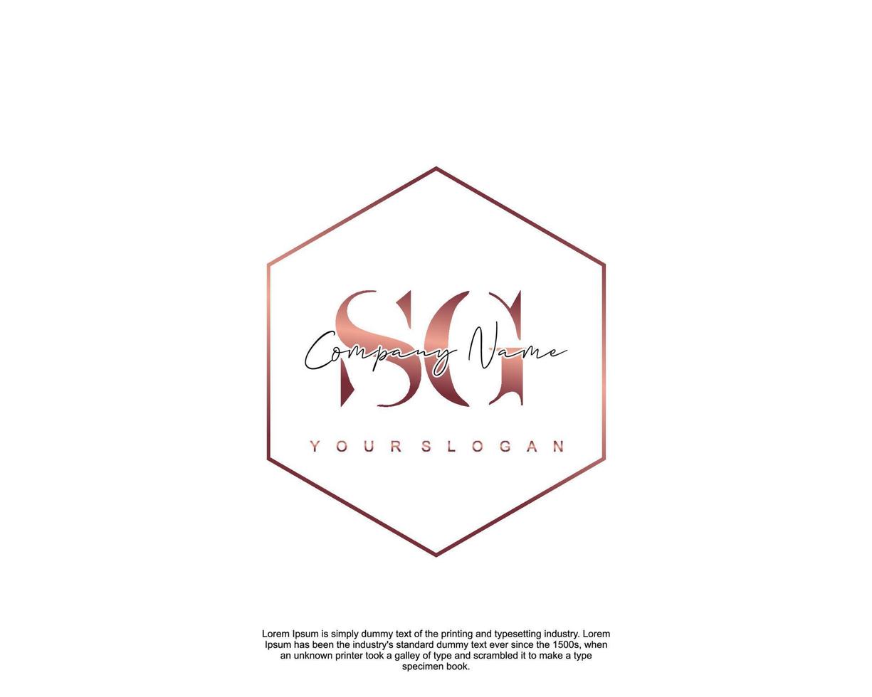 Initial letter SG Feminine logo beauty monogram and elegant logo design, handwriting logo of initial signature, wedding, fashion, floral and botanical with creative template vector