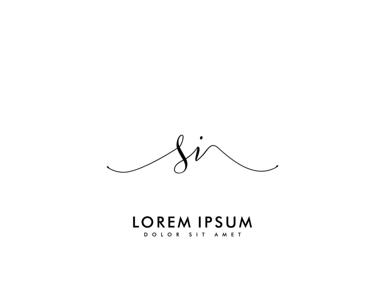 Initial letter SI Feminine logo beauty monogram and elegant logo design, handwriting logo of initial signature, wedding, fashion, floral and botanical with creative template vector