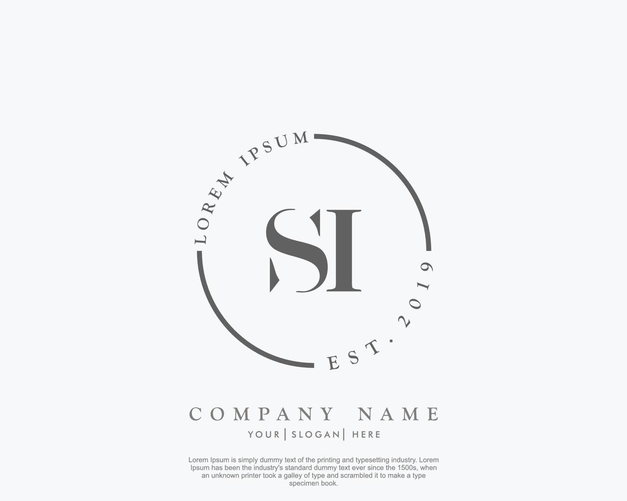 Initial letter SI Feminine logo beauty monogram and elegant logo design, handwriting logo of initial signature, wedding, fashion, floral and botanical with creative template vector