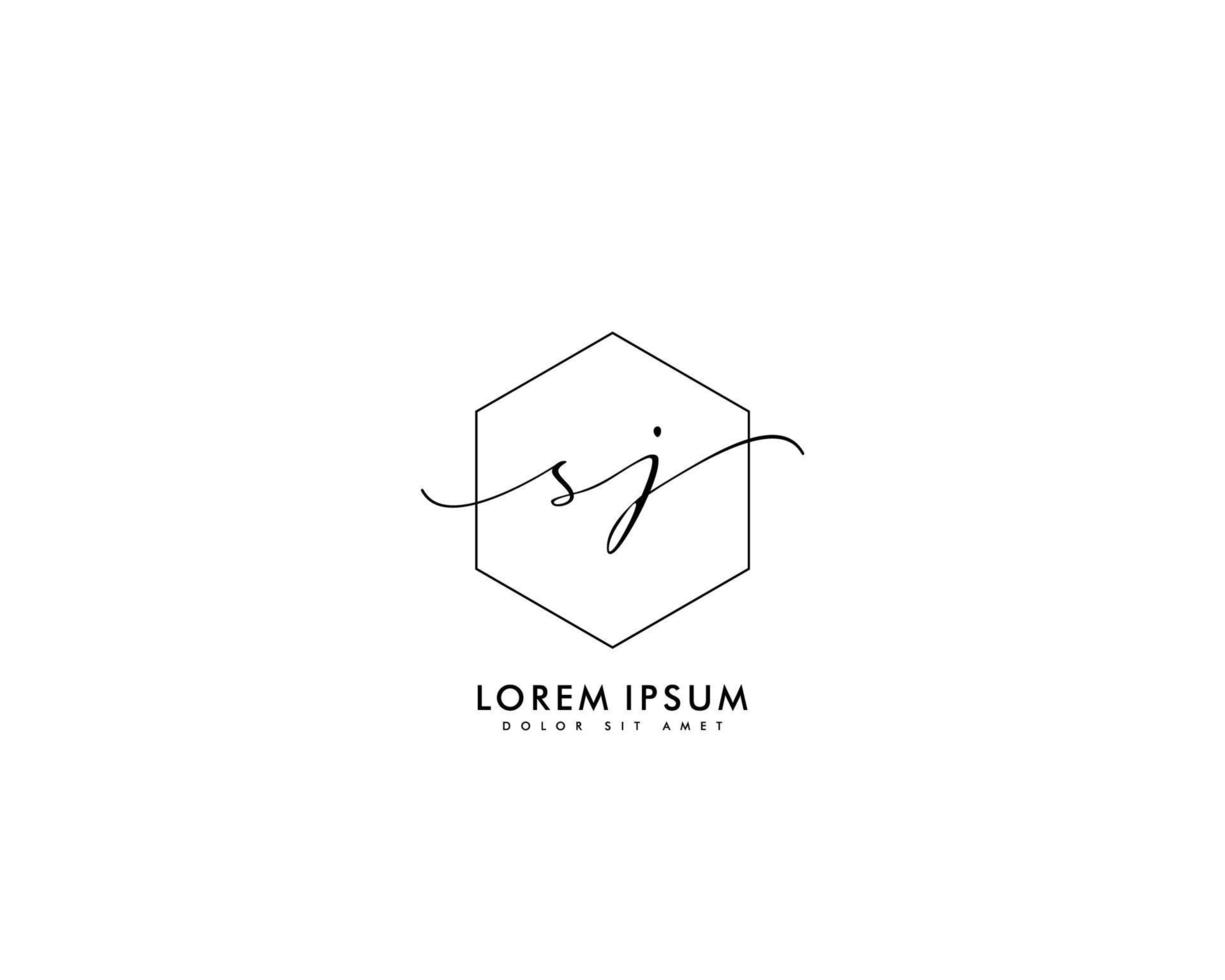 Initial letter SJ Feminine logo beauty monogram and elegant logo design, handwriting logo of initial signature, wedding, fashion, floral and botanical with creative template vector