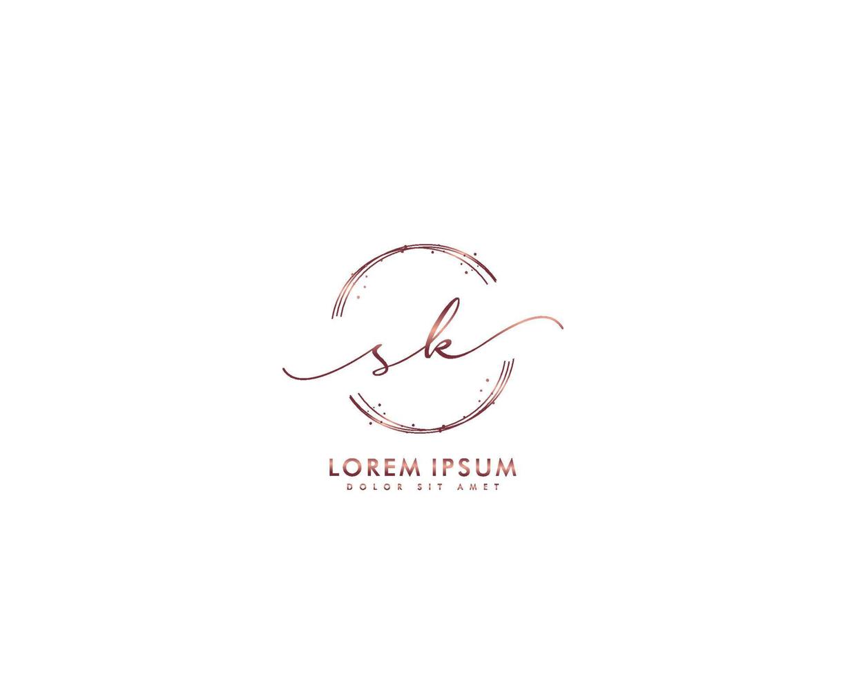 inicial letra sk femenino logo belleza monograma y elegante logo diseño, escritura logo de inicial firma, boda, moda, floral y botánico con creativo modelo vector