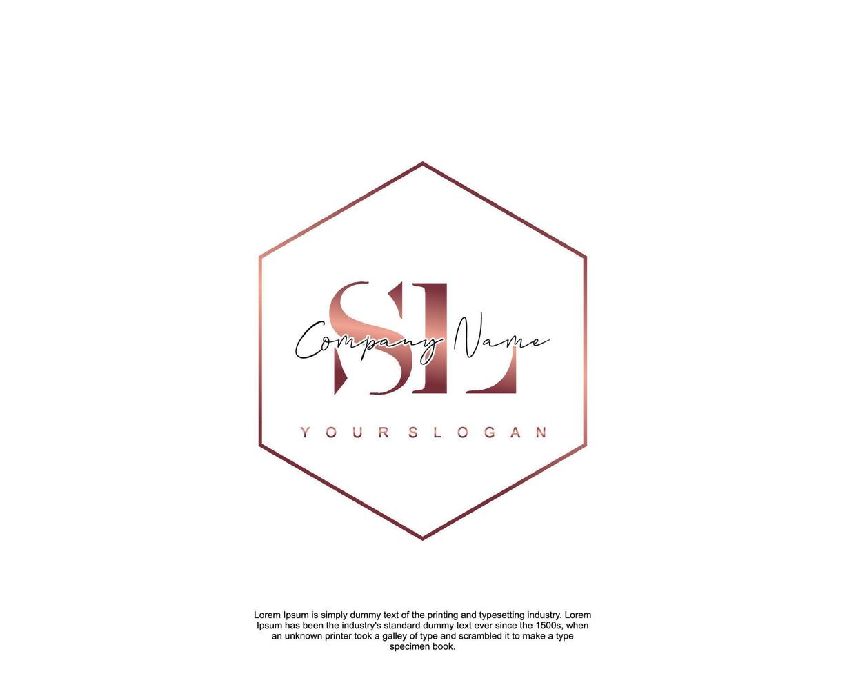 Initial letter SL Feminine logo beauty monogram and elegant logo design, handwriting logo of initial signature, wedding, fashion, floral and botanical with creative template vector
