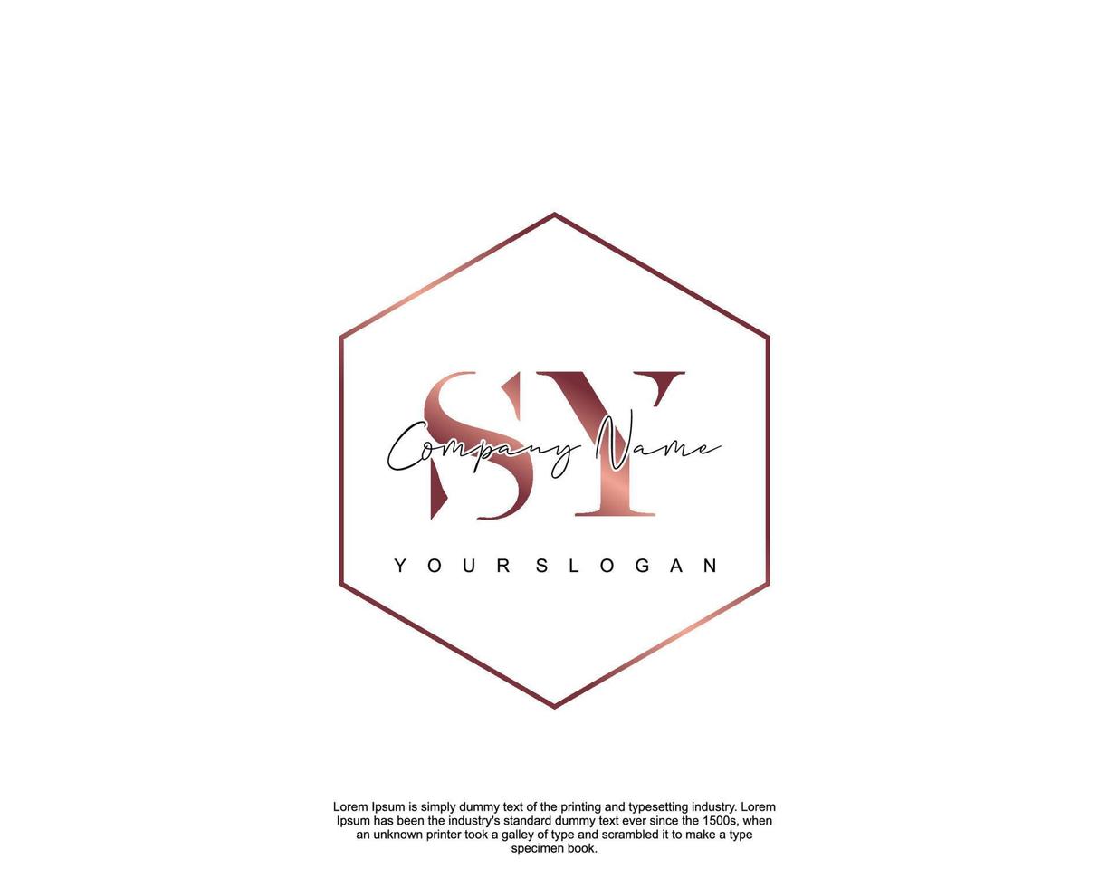 Initial letter SY Feminine logo beauty monogram and elegant logo design, handwriting logo of initial signature, wedding, fashion, floral and botanical with creative template vector