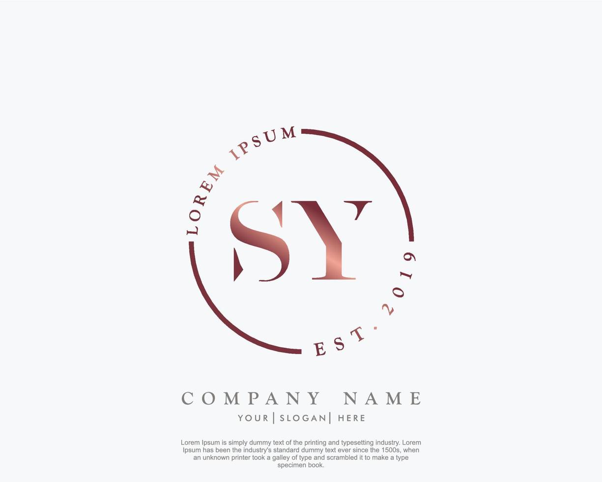 Initial letter SY Feminine logo beauty monogram and elegant logo design, handwriting logo of initial signature, wedding, fashion, floral and botanical with creative template vector
