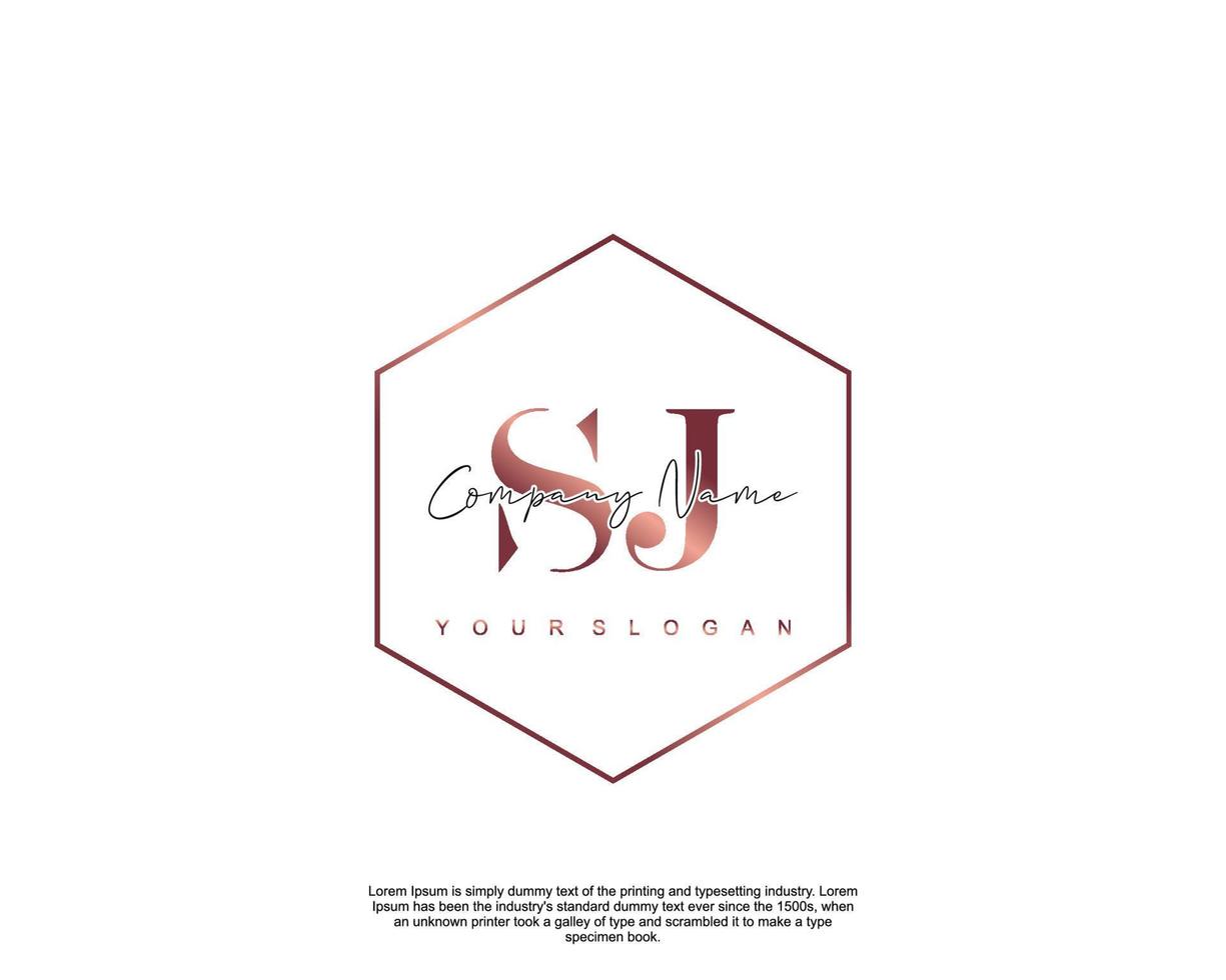Initial letter SJ Feminine logo beauty monogram and elegant logo design, handwriting logo of initial signature, wedding, fashion, floral and botanical with creative template vector