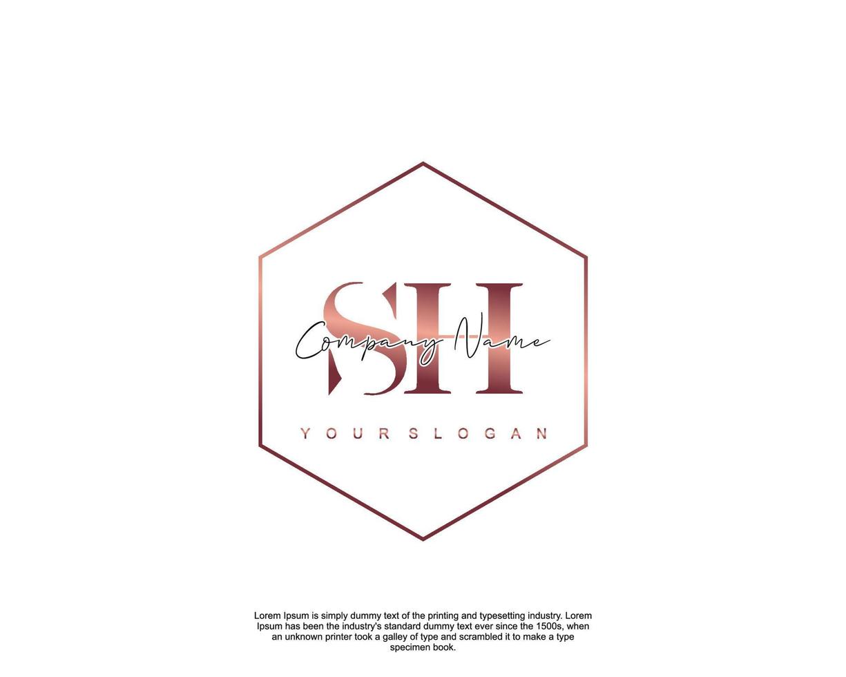 Initial letter SH Feminine logo beauty monogram and elegant logo design, handwriting logo of initial signature, wedding, fashion, floral and botanical with creative template vector