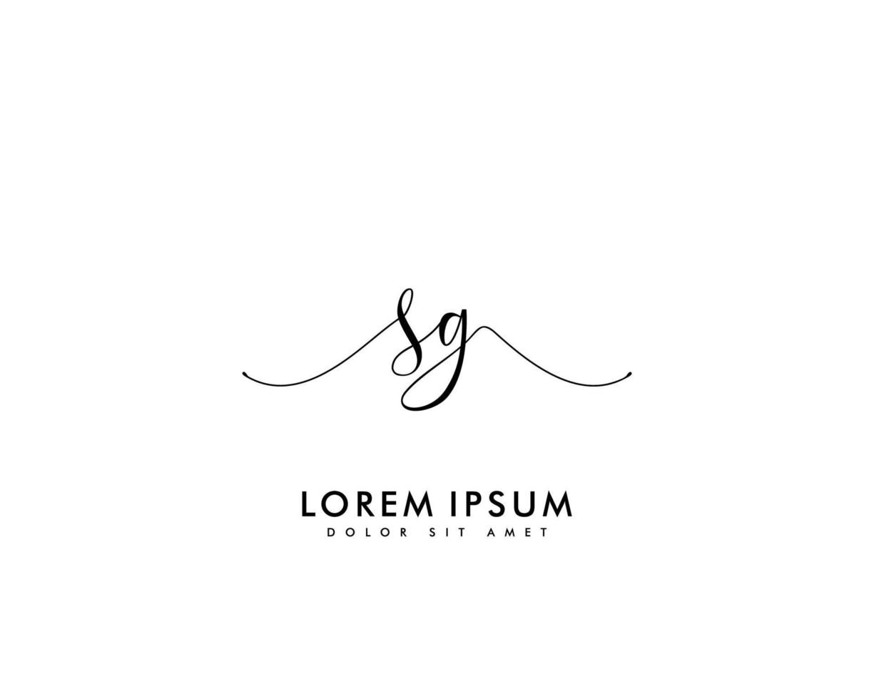 Initial letter SG Feminine logo beauty monogram and elegant logo design, handwriting logo of initial signature, wedding, fashion, floral and botanical with creative template vector
