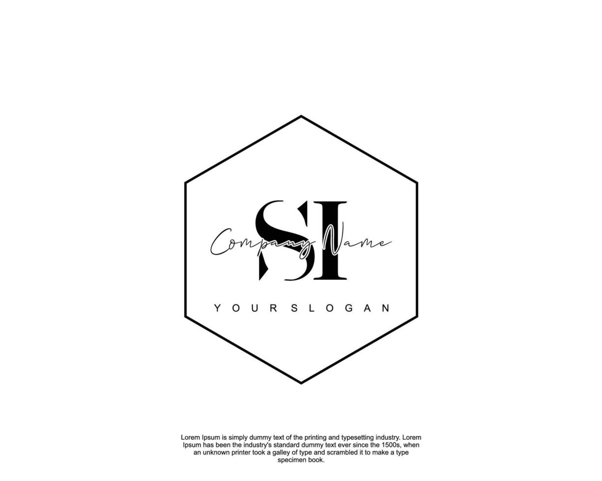 Initial letter SI Feminine logo beauty monogram and elegant logo design, handwriting logo of initial signature, wedding, fashion, floral and botanical with creative template vector