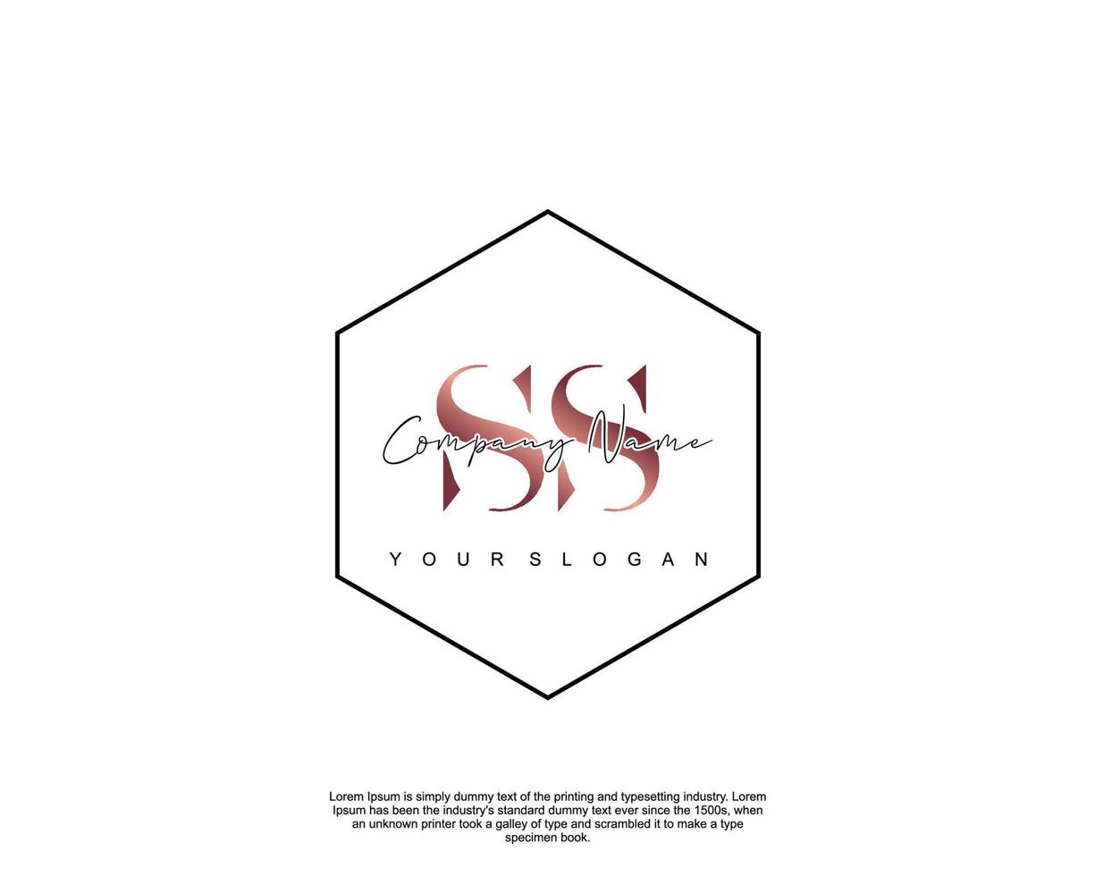 Initial letter SS Feminine logo beauty monogram and elegant logo design, handwriting logo of initial signature, wedding, fashion, floral and botanical with creative template vector