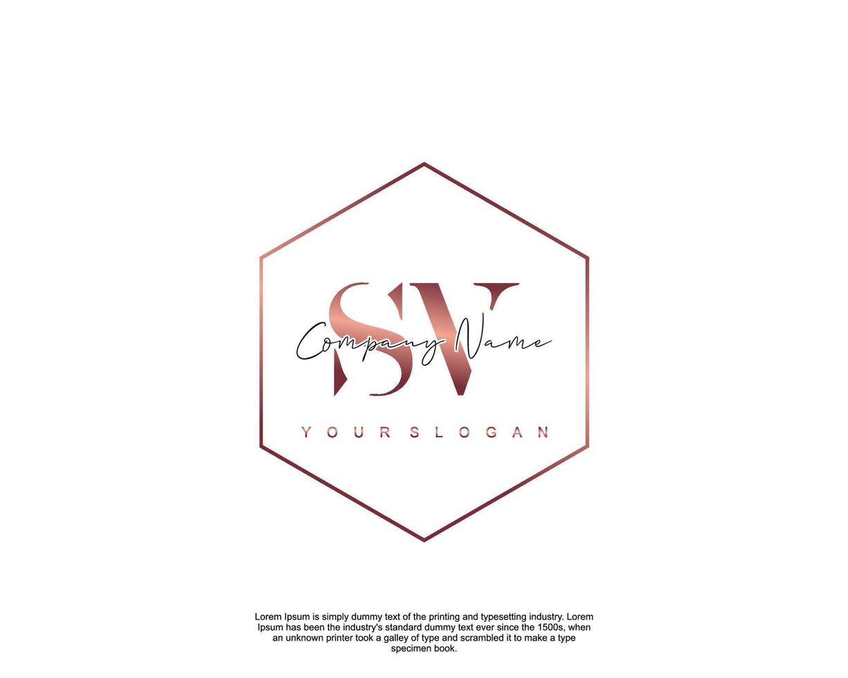 Initial letter SV Feminine logo beauty monogram and elegant logo design, handwriting logo of initial signature, wedding, fashion, floral and botanical with creative template vector