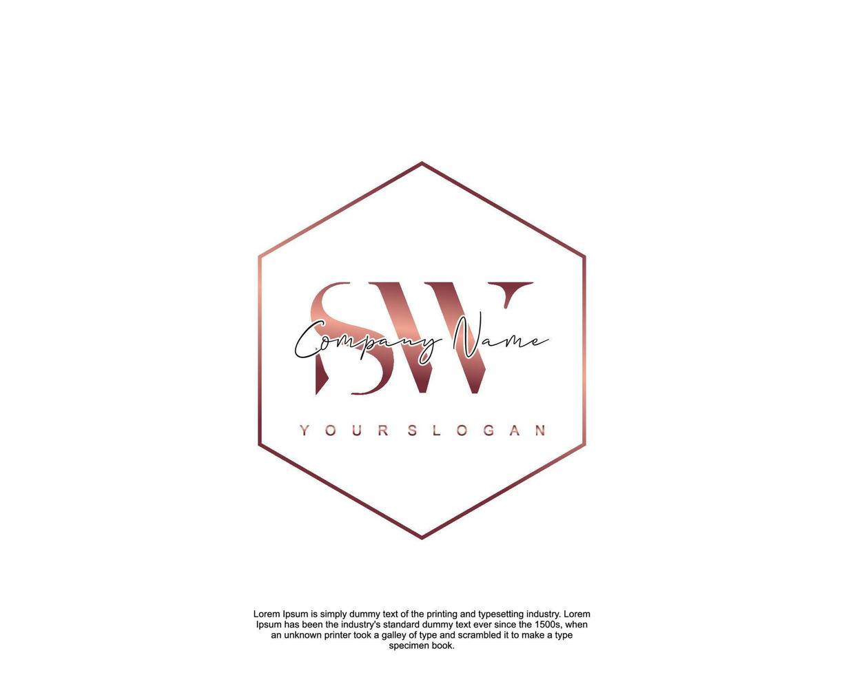 Initial letter SW Feminine logo beauty monogram and elegant logo design, handwriting logo of initial signature, wedding, fashion, floral and botanical with creative template vector