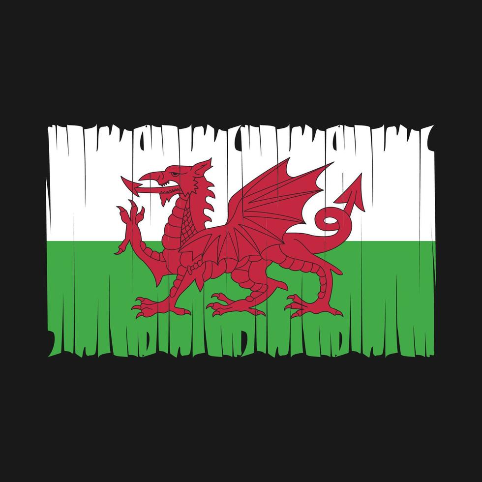 Wales Flag Brush Vector Illustration