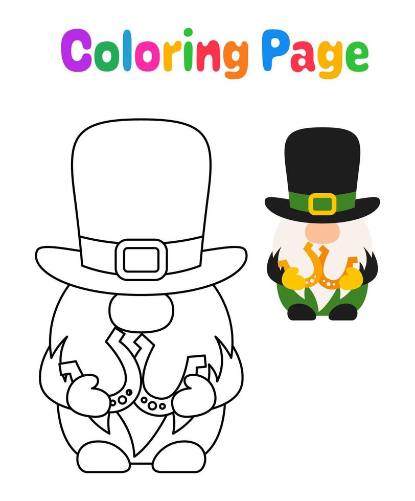 Coloring page with Leprechaun for kids vector