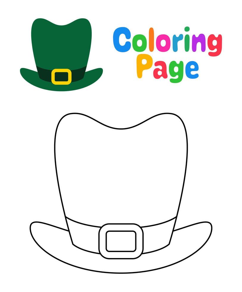 Coloring page with Leprechaun Hat for kids vector