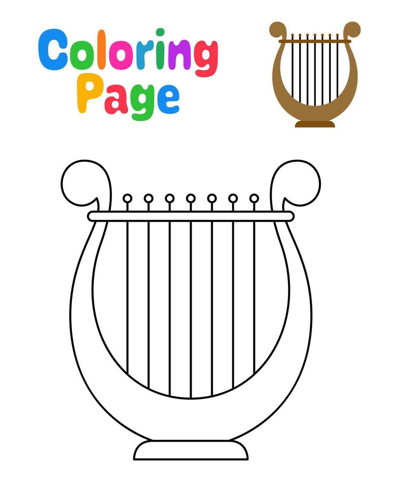 Coloring page with Harp for kids vector