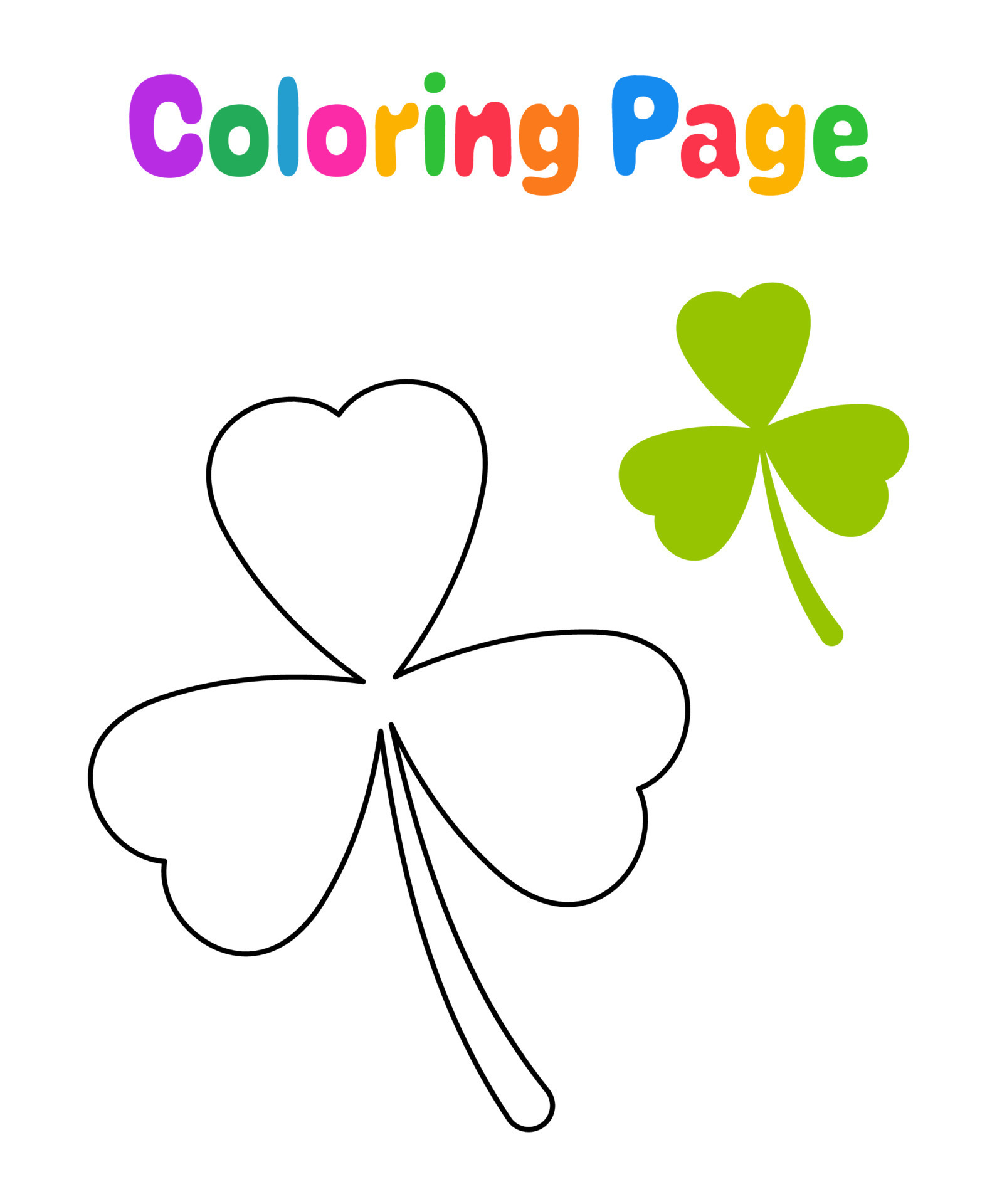 Coloring page with Clover Leaf for kids 20226712 Vector Art at Vecteezy