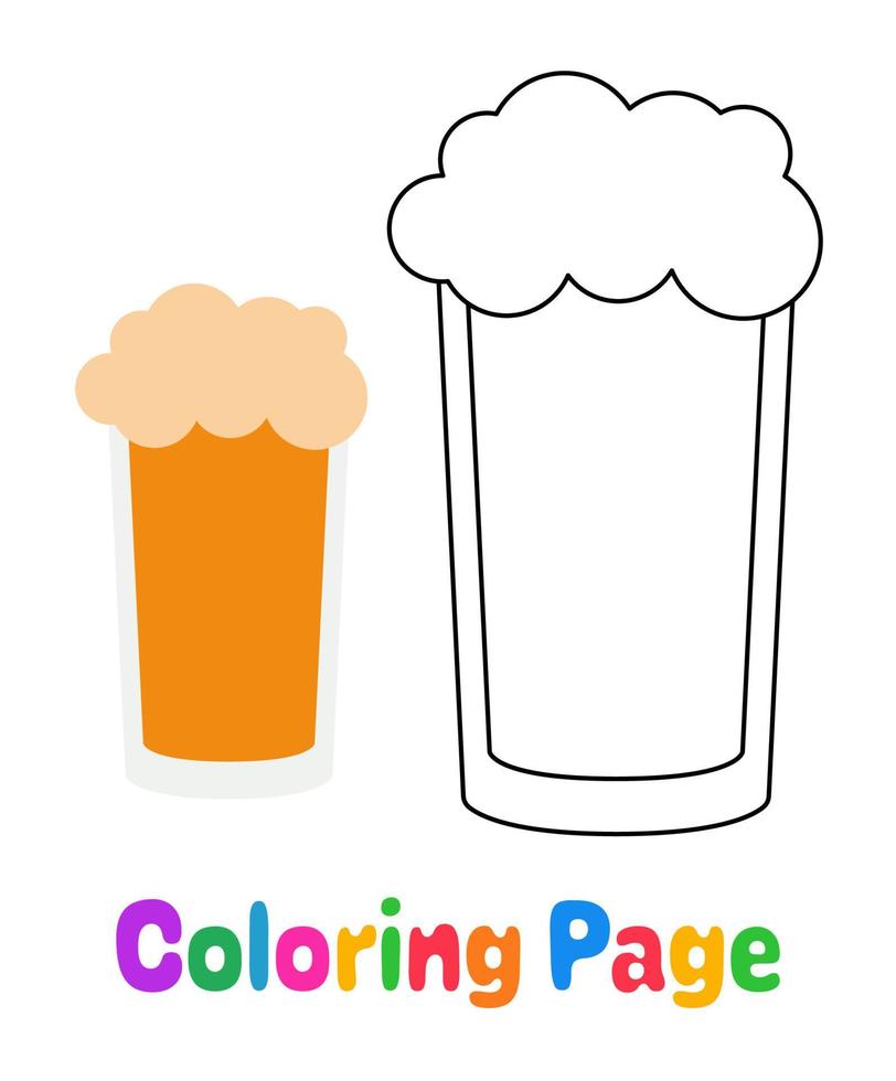 colorante página con cerveza para niños vector