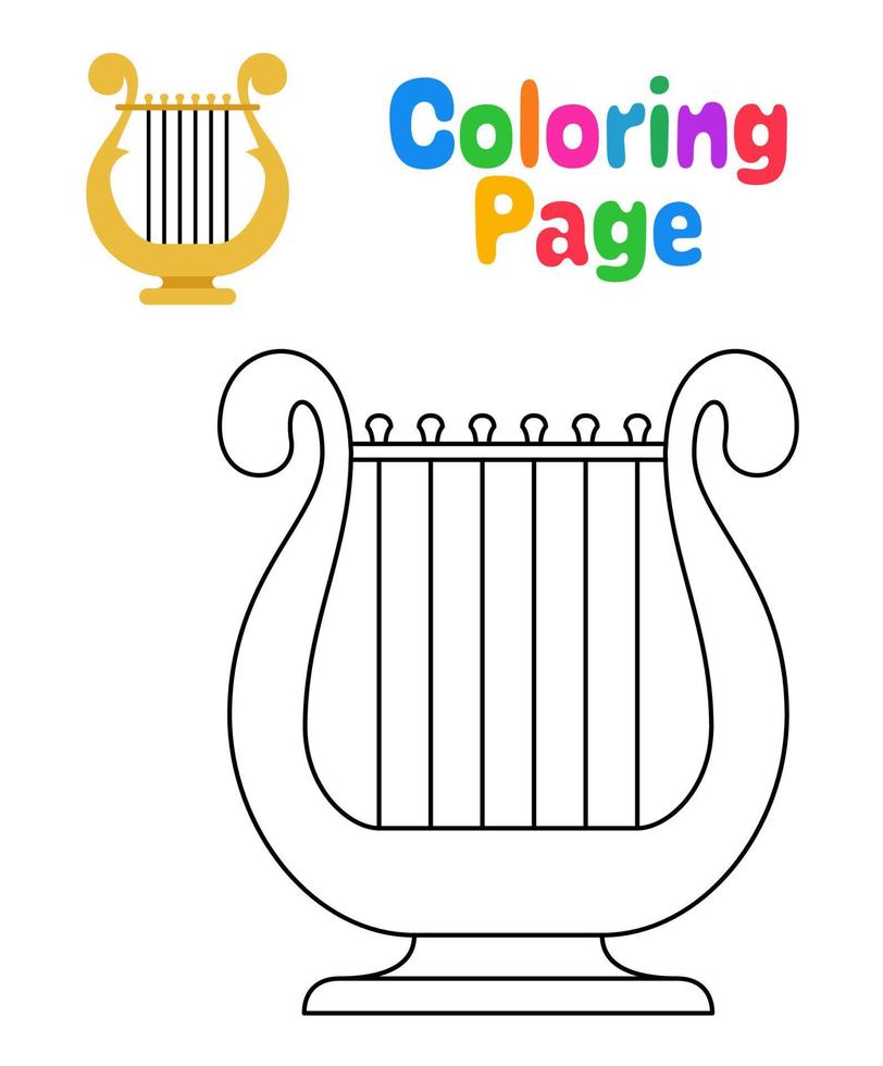 Coloring page with Harp for kids vector