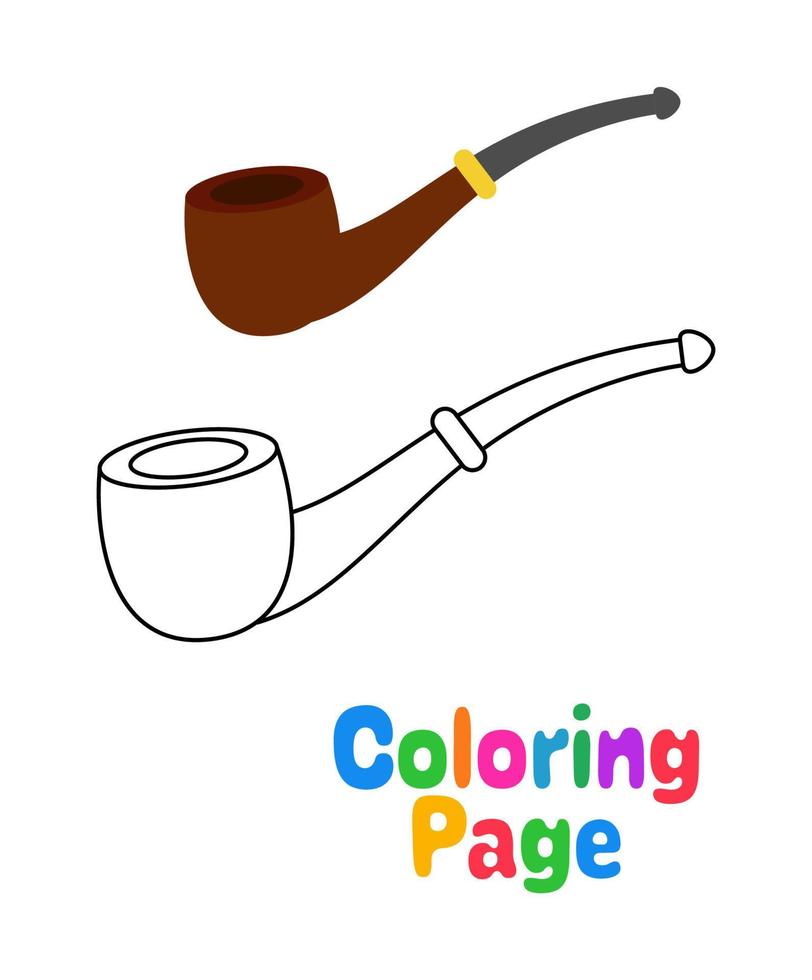 Coloring page with Smoking Pipe for kids vector