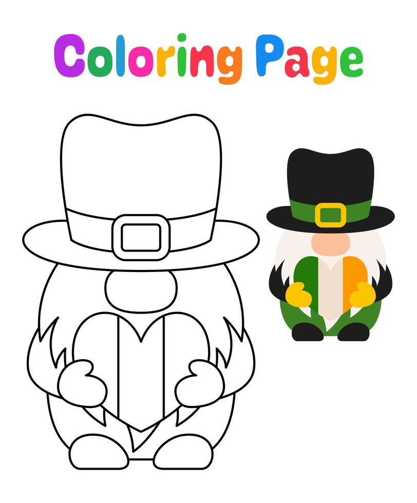 colorante página con duende para niños vector