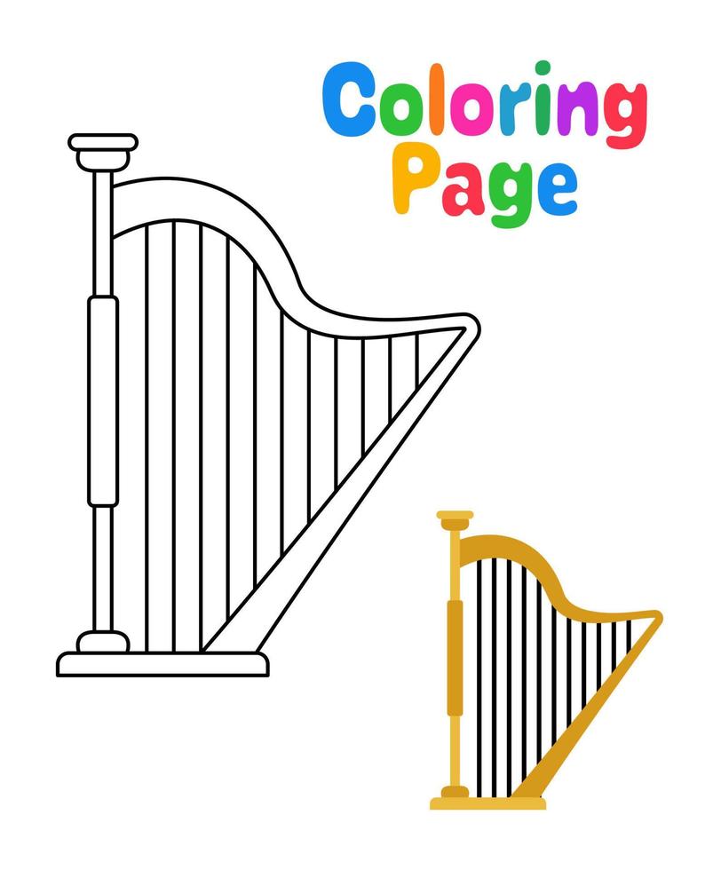 Coloring page with Harp for kids vector
