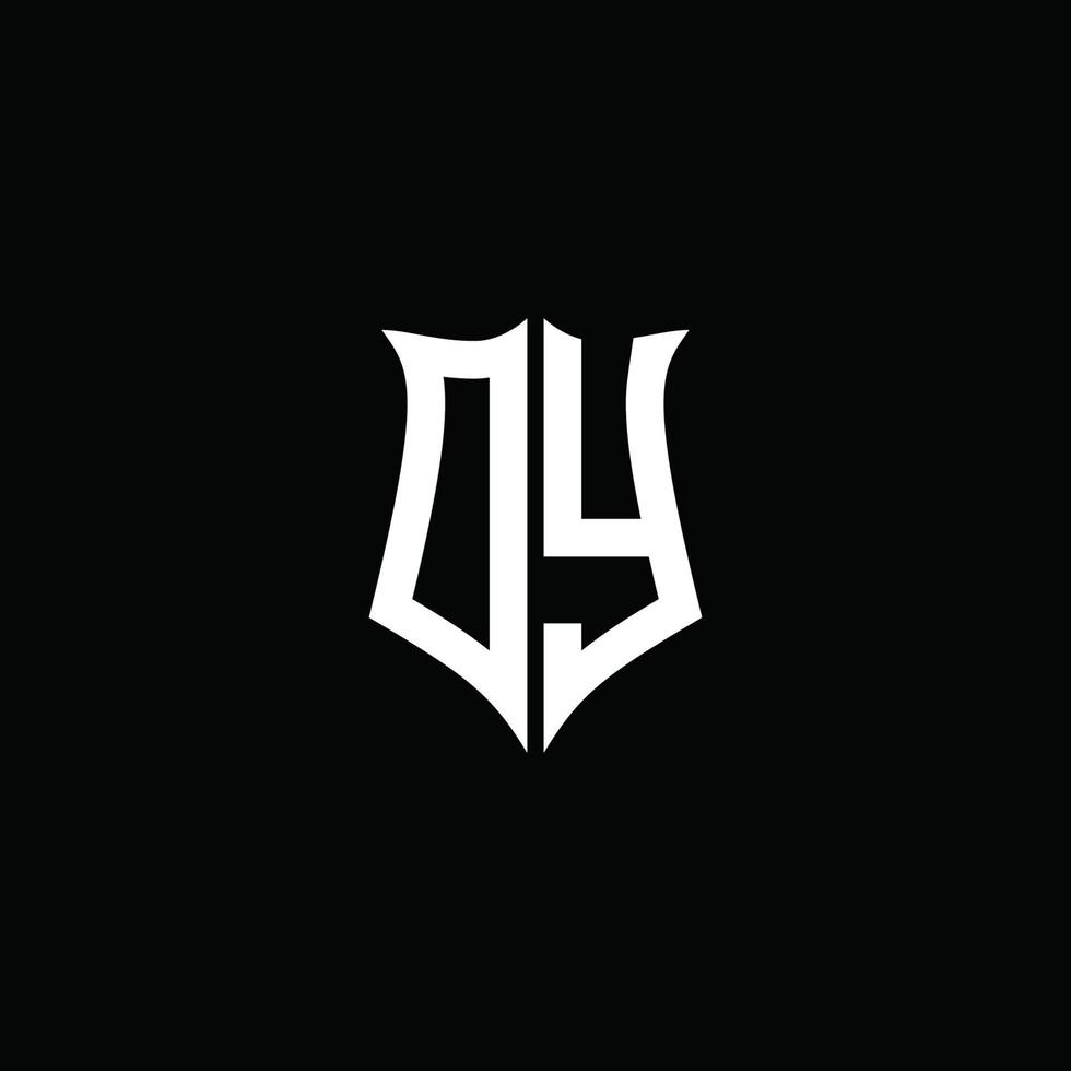 Cinta del logotipo de la letra del monograma dy con el estilo del escudo aislado en fondo negro vector