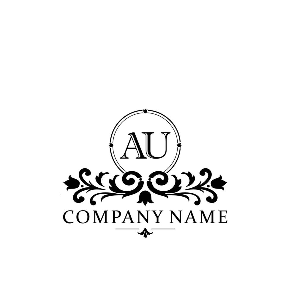 letter AU floral logo design. logo for women beauty salon massage cosmetic or spa brand vector