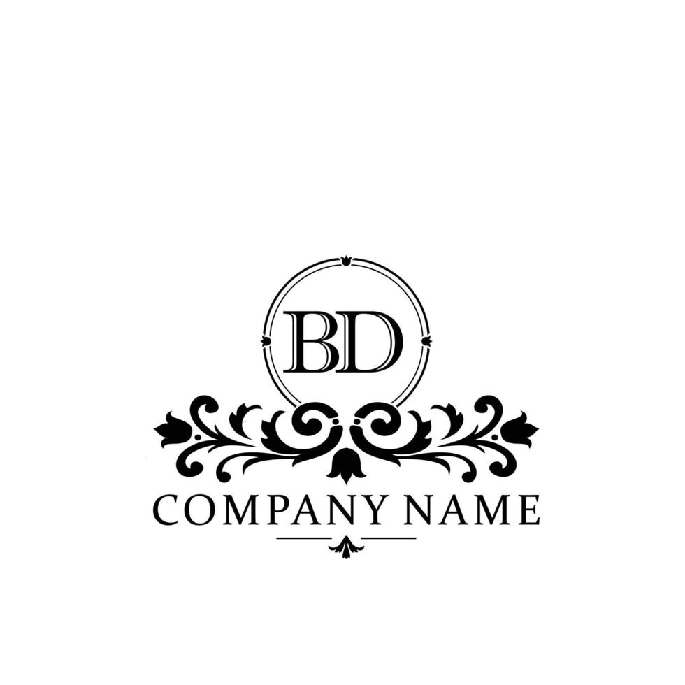 letter BD floral logo design. logo for women beauty salon massage cosmetic or spa brand vector
