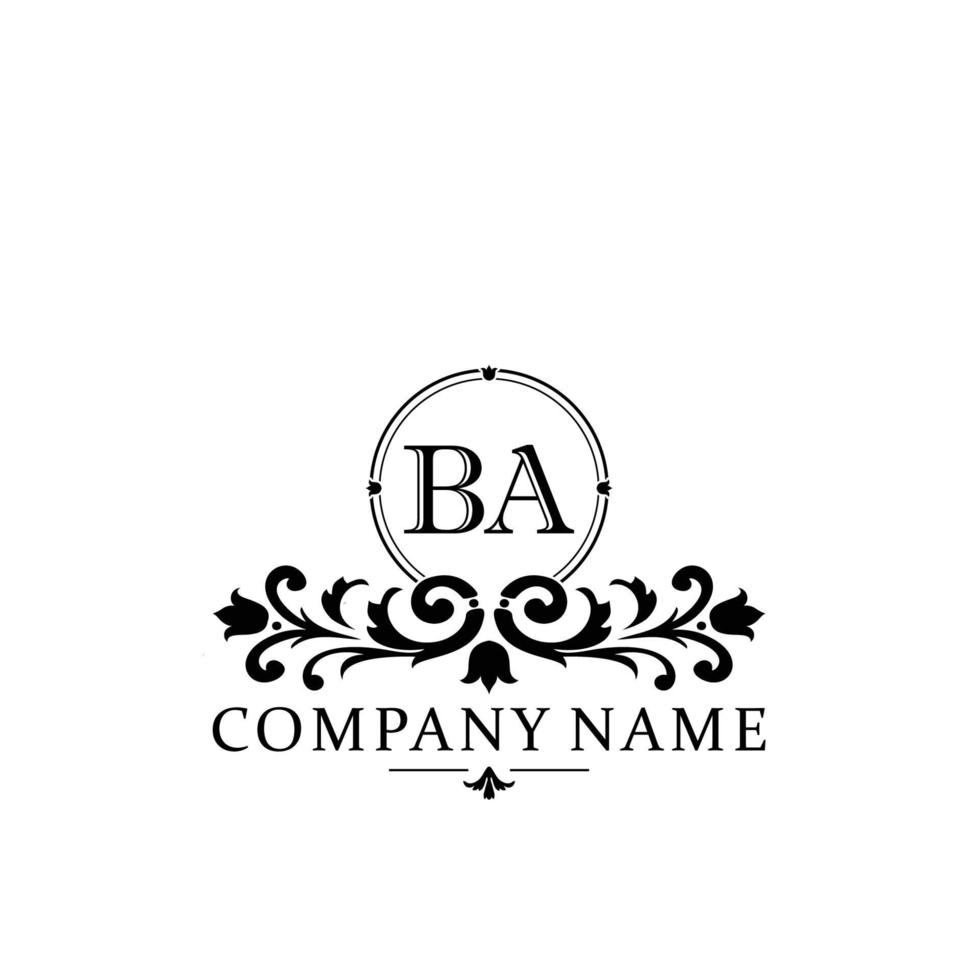 letter BA floral logo design. logo for women beauty salon massage cosmetic or spa brand vector