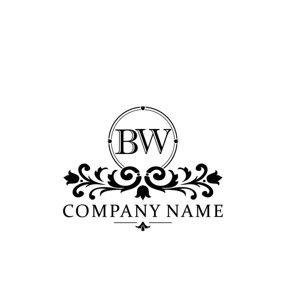 letter BW floral logo design. logo for women beauty salon massage cosmetic or spa brand vector
