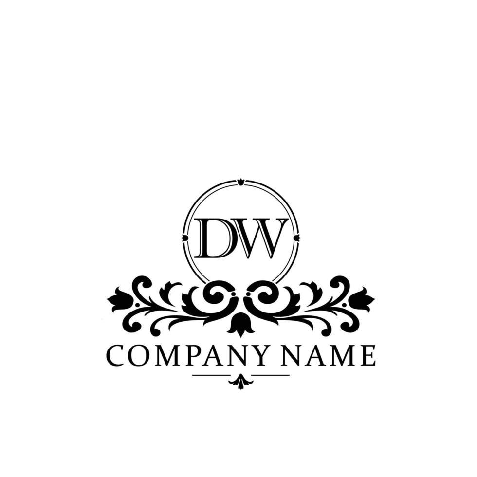 letter DW floral logo design. logo for women beauty salon massage cosmetic or spa brand vector