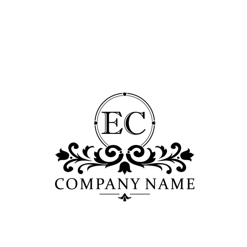 letter EC floral logo design. logo for women beauty salon massage cosmetic or spa brand vector