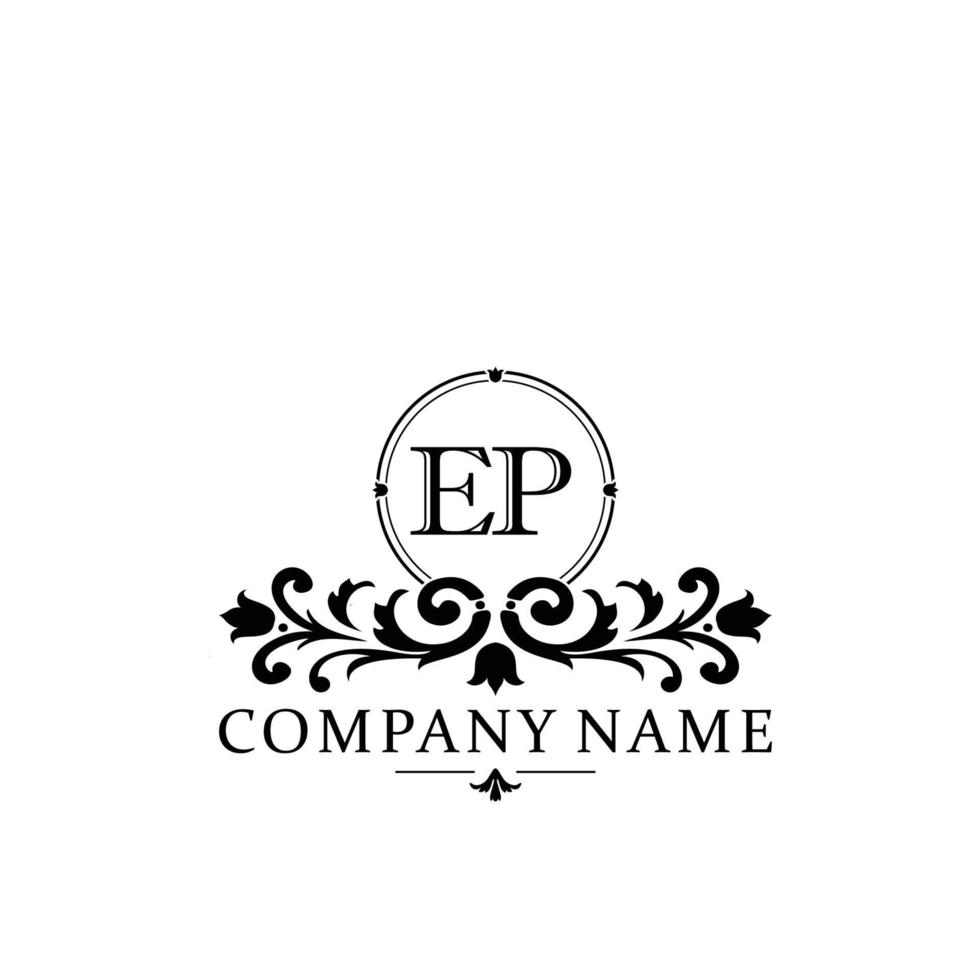 letter EP floral logo design. logo for women beauty salon massage cosmetic or spa brand vector