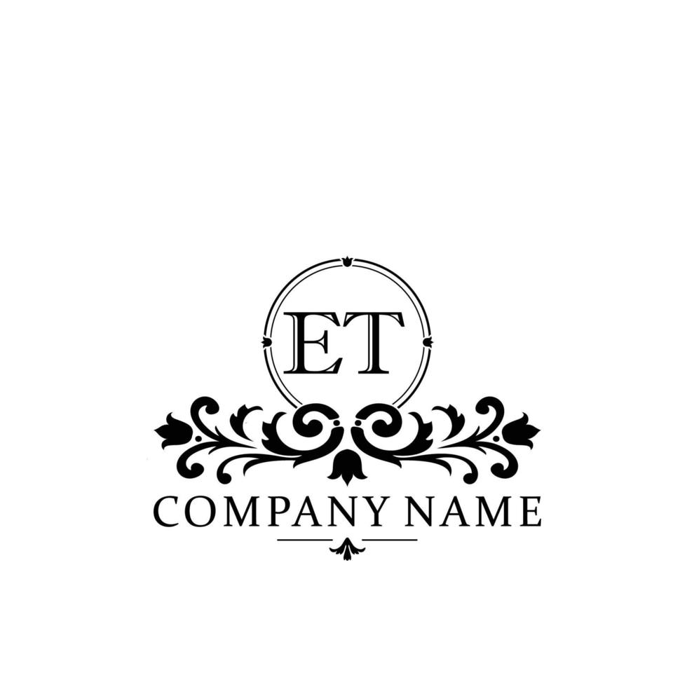 letter ET floral logo design. logo for women beauty salon massage cosmetic or spa brand vector