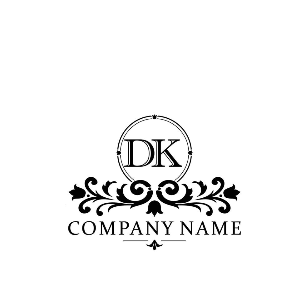 letter DK floral logo design. logo for women beauty salon massage cosmetic or spa brand vector