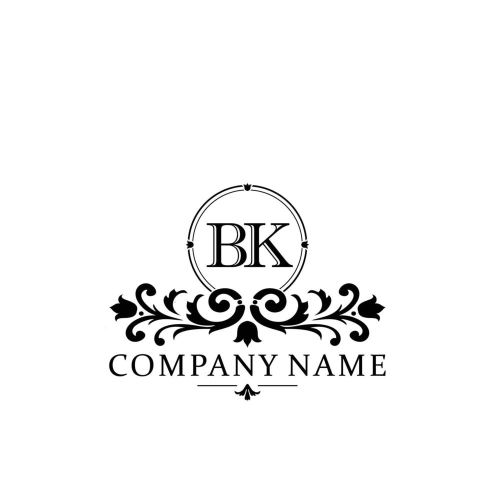 letter BK floral logo design. logo for women beauty salon massage cosmetic or spa brand vector