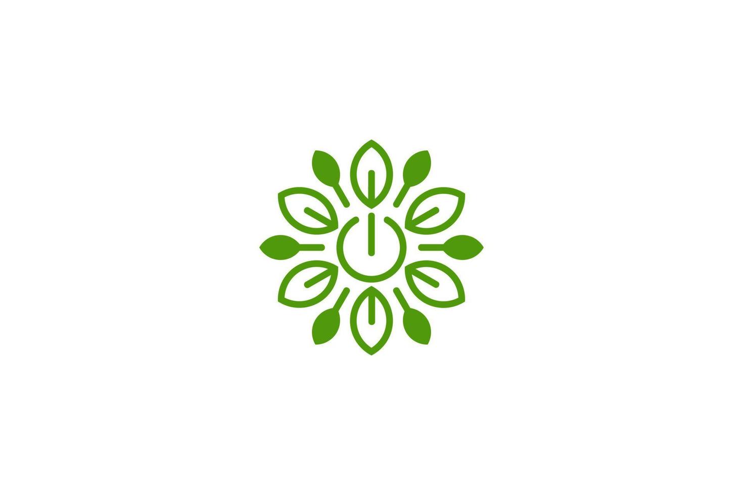 green flower natural eco power logo vector