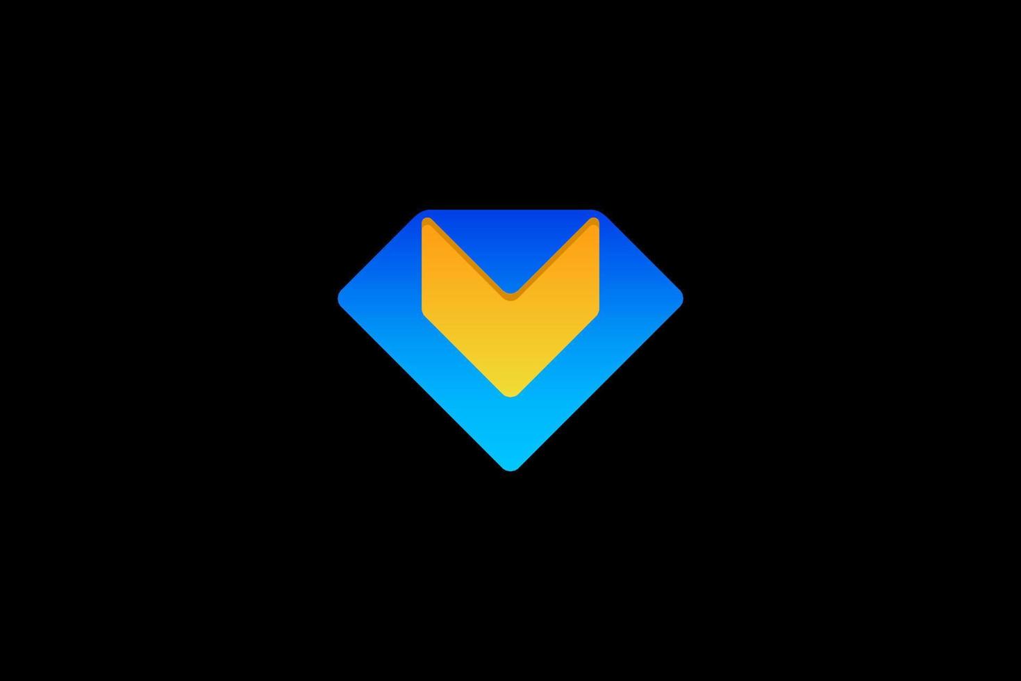 azul amarillo inicial letra v valor logo vector