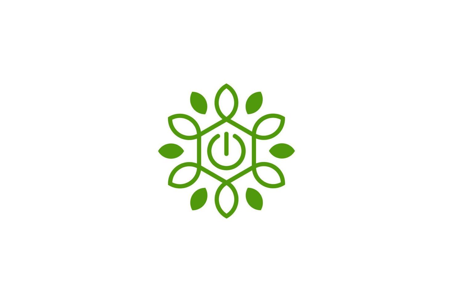 green flower natural power logo vector