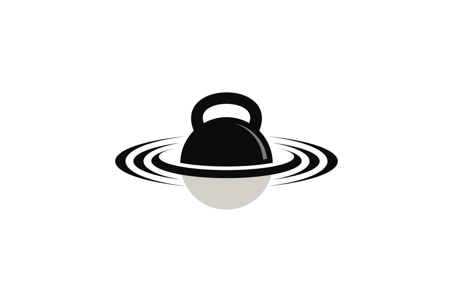 black white kettlebell dumbbell fitness logo vector
