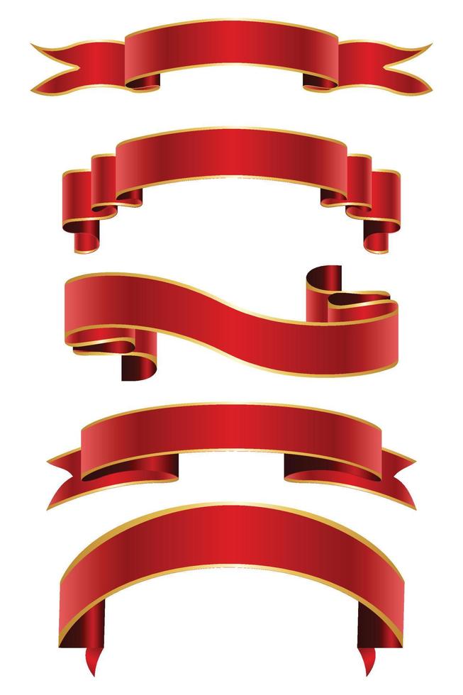 Elegant Red Ribbon Banner Set. Vector Illustration. 20229269 Vector Art ...