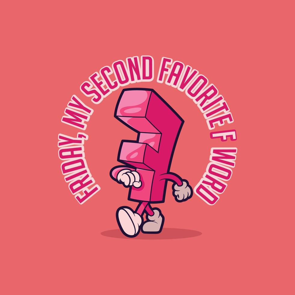 F letter character walking confident vector illustration. Funny, brand, letter design concept.