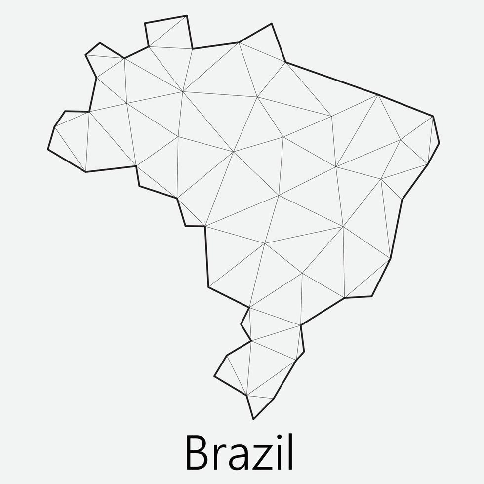 Vector low polygonal Brazil map.