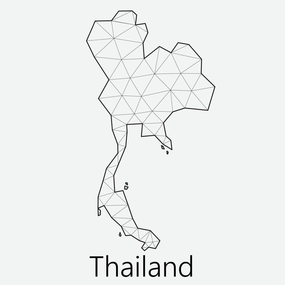 Vector low polygonal Thailand map.