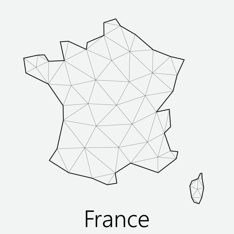 Vector low polygonal France map.